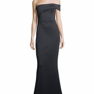 Black Halo Strapless Neoprene Mermaid Evening Gown